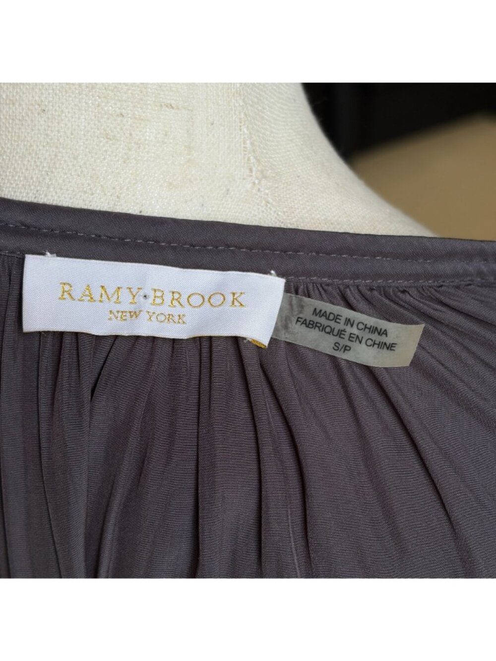 Ramy Brook Paris Dress Small Gray Long Sleeve Tassel Tie Drop Waist Mini - Picture 7 of 7